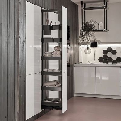 КОМПЛЕКТ ПВ Юбокс, Диспенса 90° 300 мм, H 1900-2300, Арена ПЬЮР, 4 полки + 2 Юбокс, цвет АНТРАЦИТ